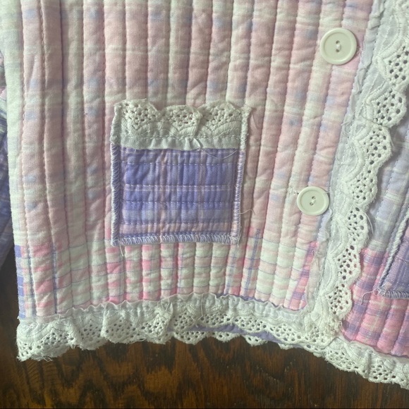 Grannie quilted pink purple baby coat jacket with matching bib 12-18 months - Picture 2 of 13